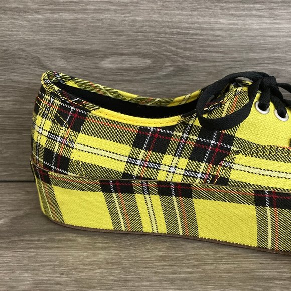 Vans Authentic Platform Patent Plaid Yellow NWB - Picture 5 of 10